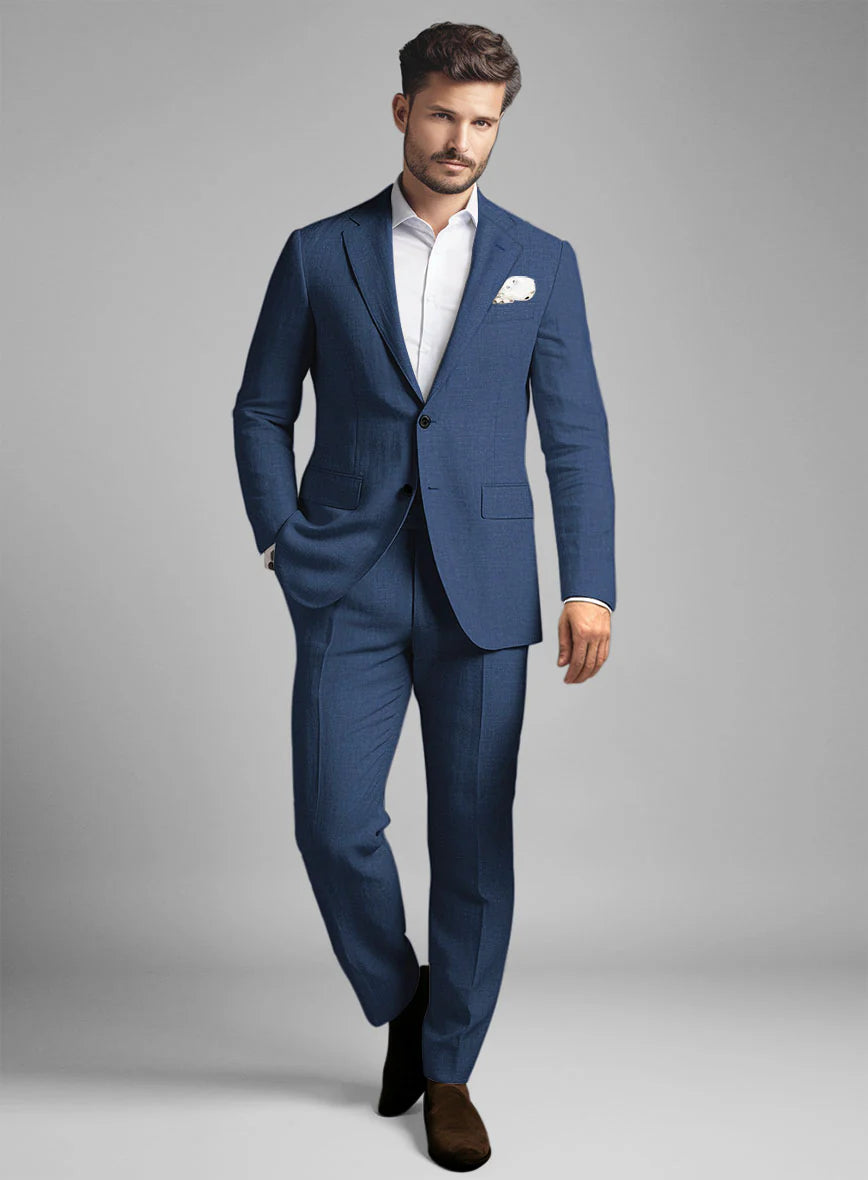 URBAN CART Article 2521 Azure Blue Linen Suit
