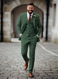 URBAN CART Article 2517 Bottle Green Herringbone Tweed Suit