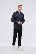 URBAN CART Article 2513 Navy blue Silk Premium Shirt
