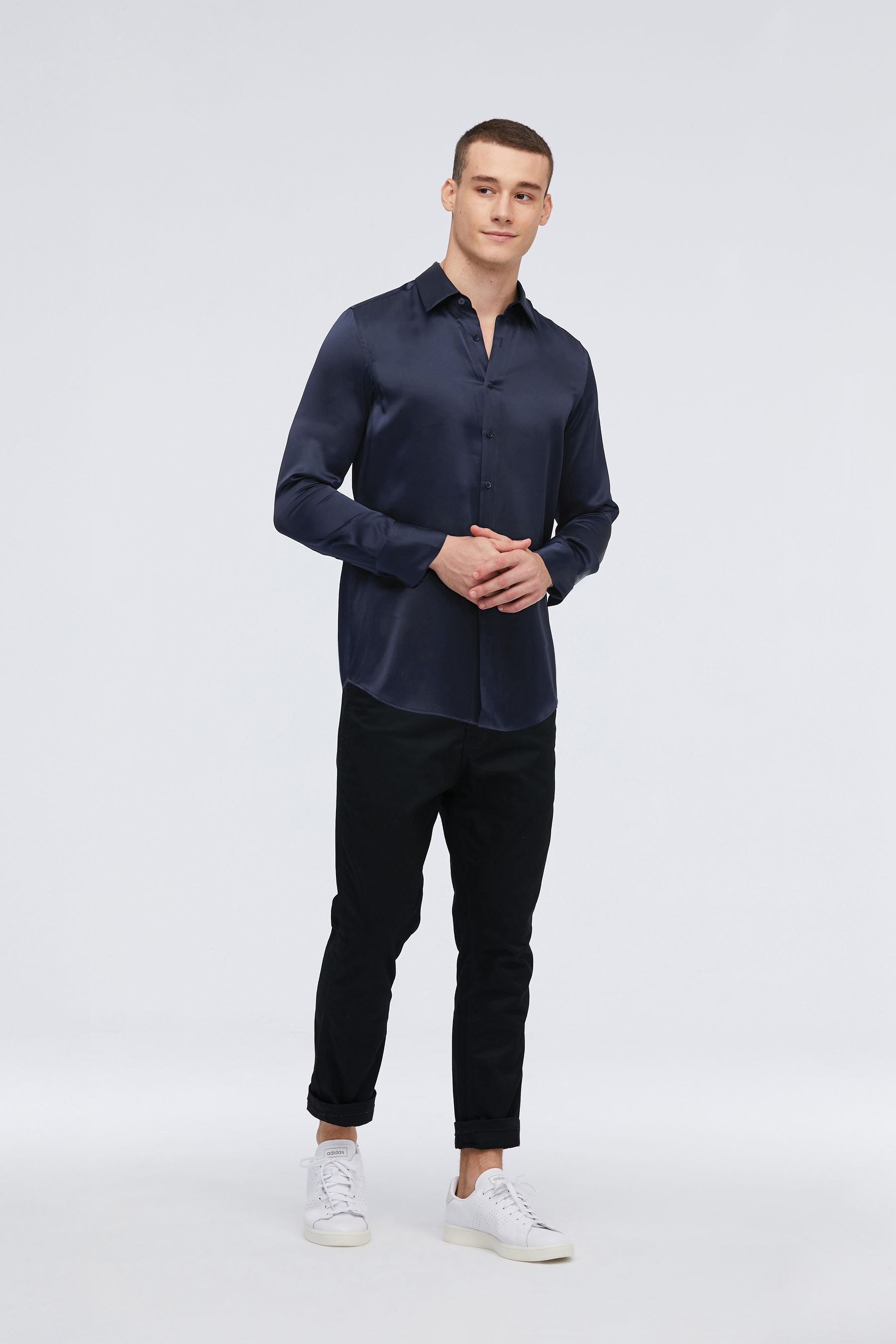 URBAN CART Article 2513 Navy blue Silk Premium Shirt